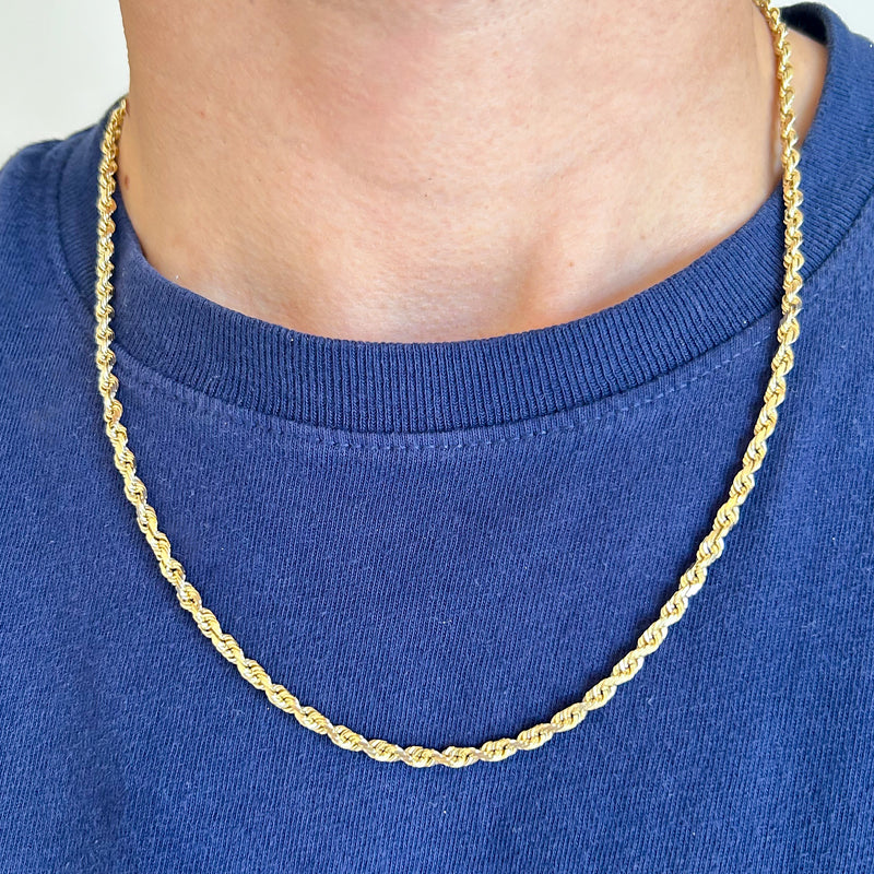 Men's 10K Yellow Gold 3.5mm Rope Chain, 22"