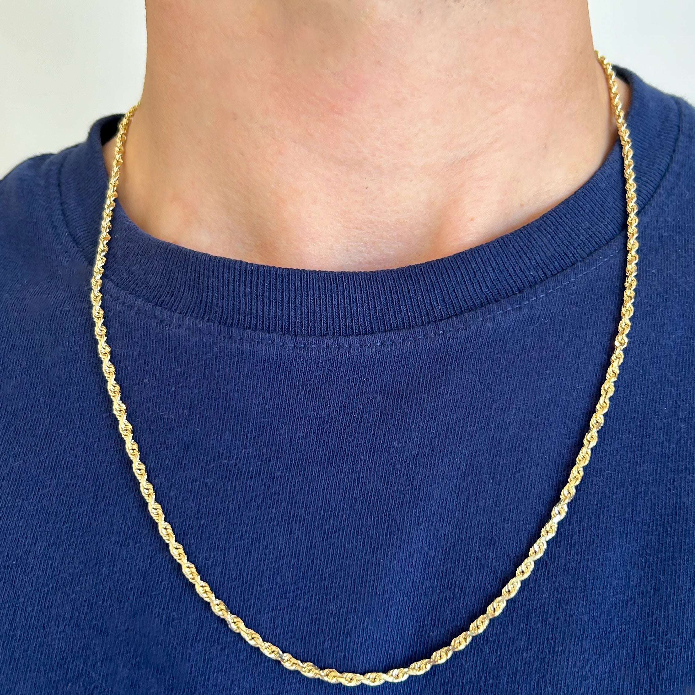 Men's 10 Karat Yellow Gold 3mm Rope Chain, 24" - Carter's Collective Fine Jewelry