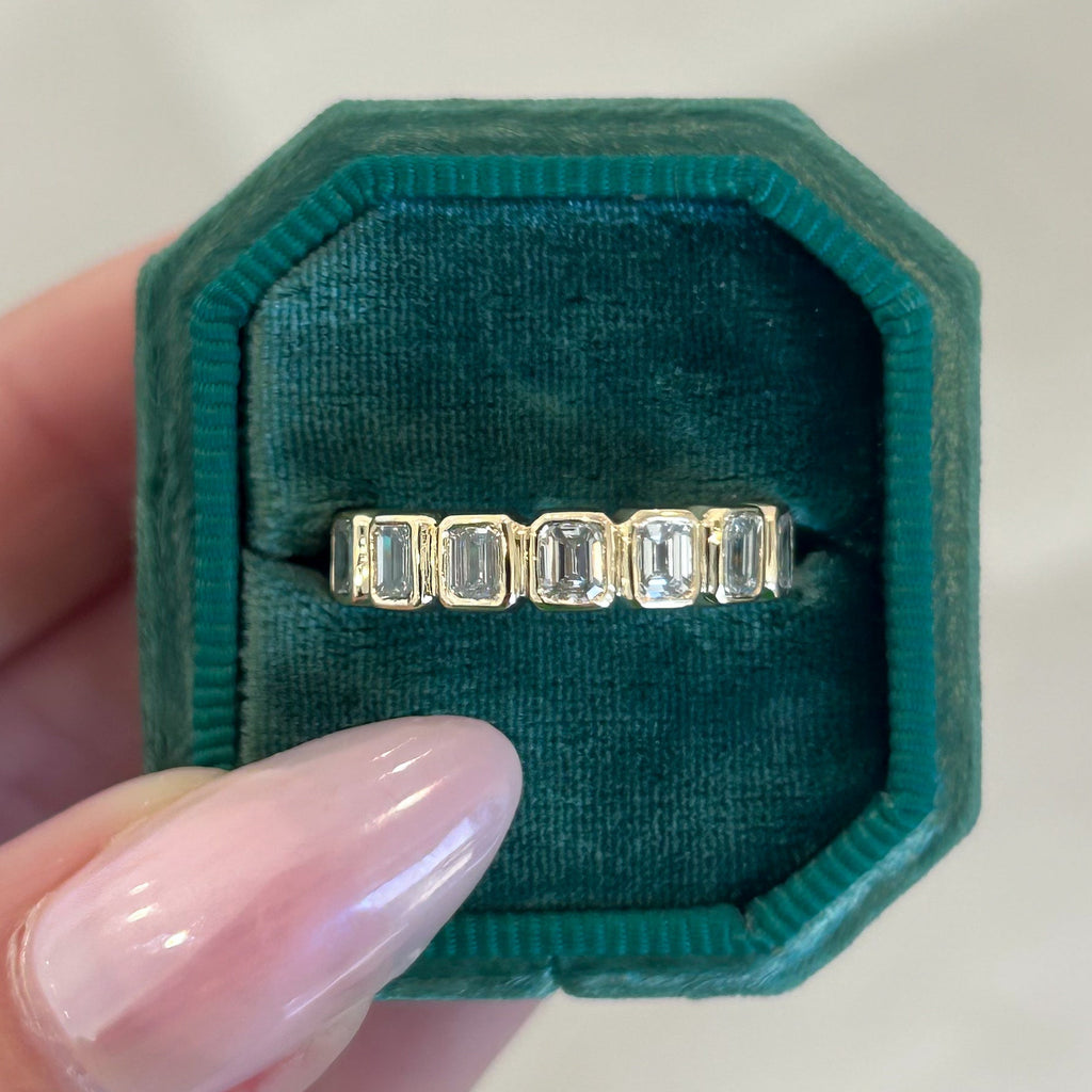 Lab Grown Bezel Set Emerald Cut Diamond Wedding Band, 2.00 CTTW - Carter's Collective Fine Jewelry