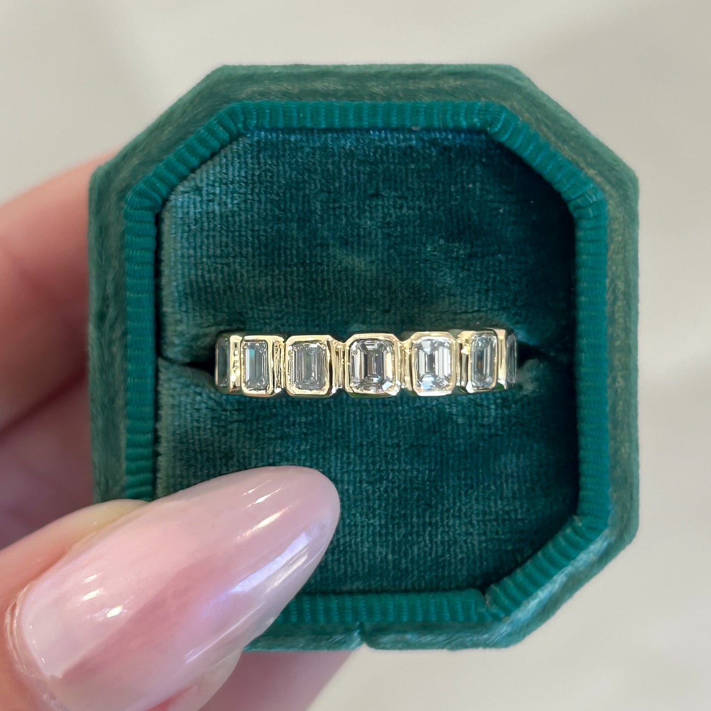 Lab Grown Bezel Set Emerald Cut Diamond Wedding Band, 2.00 CTTW - Carter's Collective Fine Jewelry