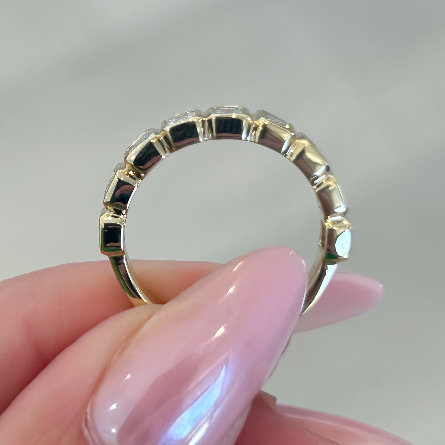 Lab Grown Bezel Set Emerald Cut Diamond Wedding Band, 2.00 CTTW - Carter's Collective Fine Jewelry