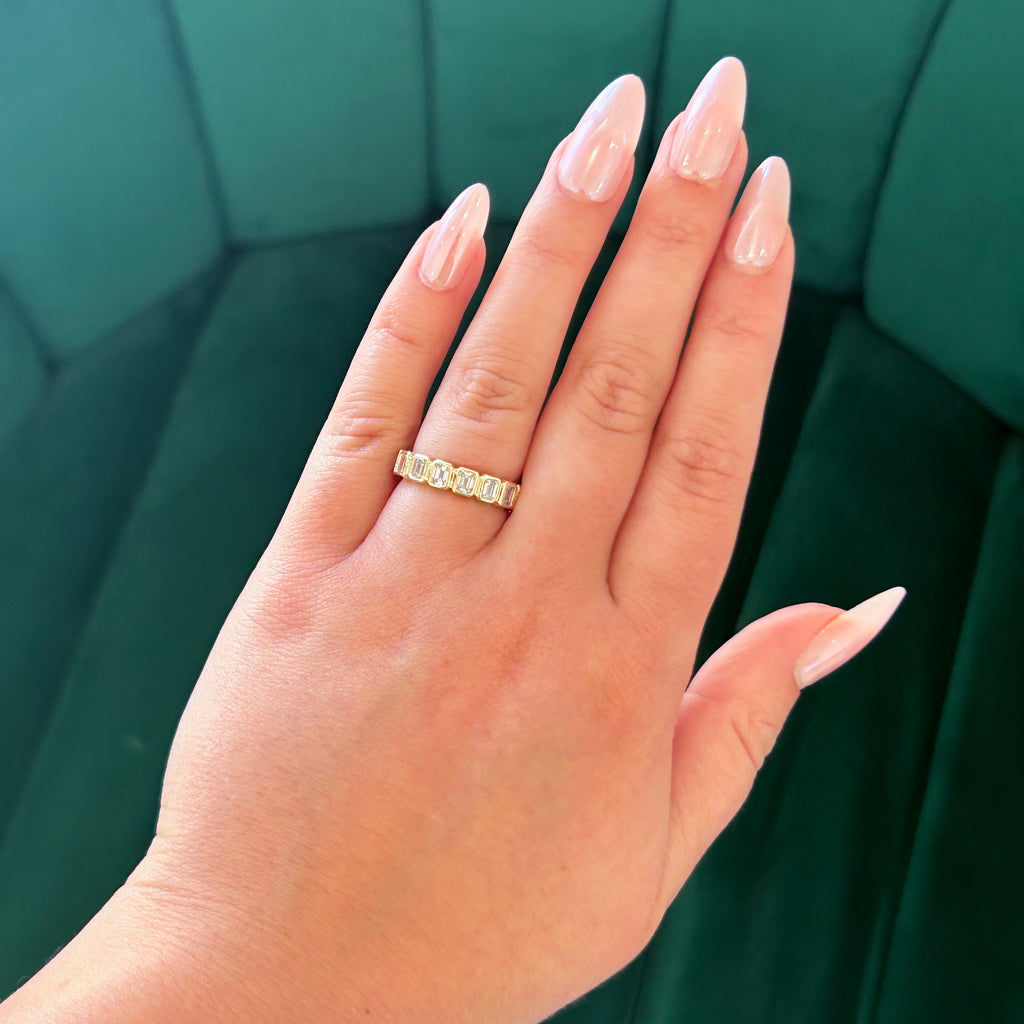 Lab Grown Bezel Set Emerald Cut Diamond Wedding Band, 2.00 CTTW - Carter's Collective Fine Jewelry