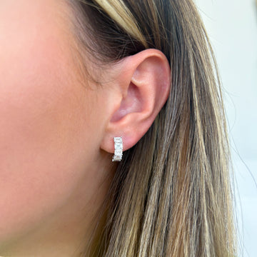 Lab Grown Emerald Cut Diamond Huggie Hoop Earrings, 2.20 CTTW - Carter's Collective Fine Jewelry