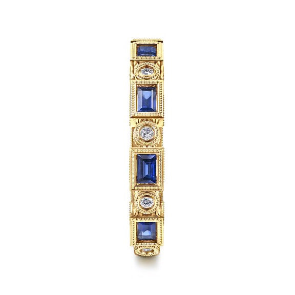 
                  
                    Sapphire Baguette and Round Diamond Stackable Band - Carter's Collective Fine Jewelry
                  
                