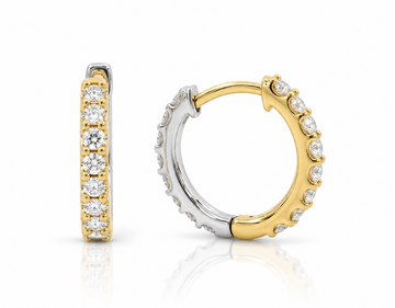 Katharine Two-Tone Diamond Huggie Hoop Earrings