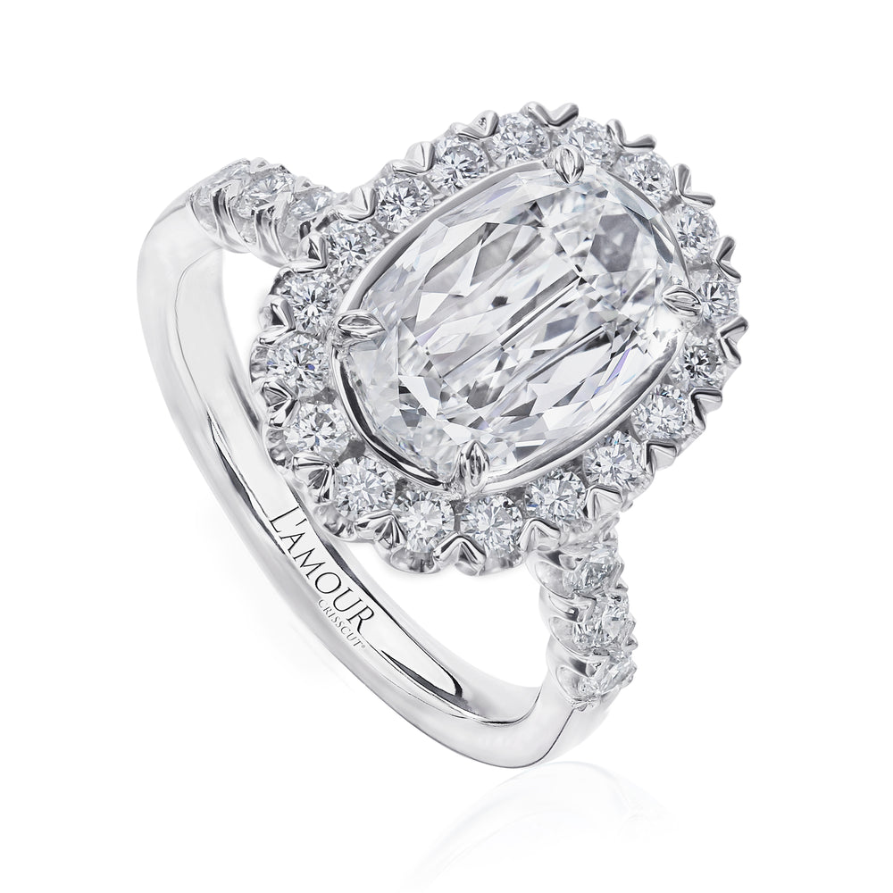 
                  
                    Christopher Designs Crisscut Oval Diamond Halo Engagement Ring
                  
                