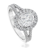 Christopher Designs Oval Diamond Halo Split Shank Engagement Ring