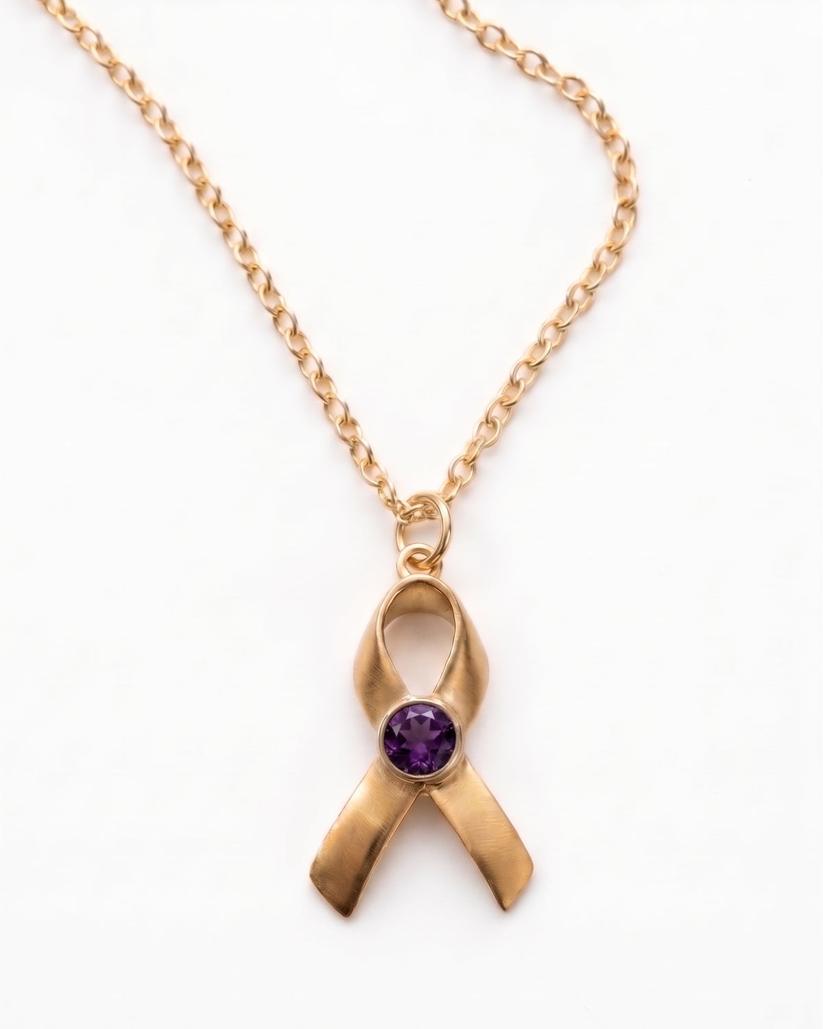 Hope & Honor Gemstone Awareness Ribbon Charm Necklace