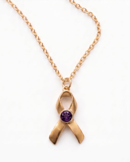 Hope & Honor Gemstone Awareness Ribbon Charm Necklace