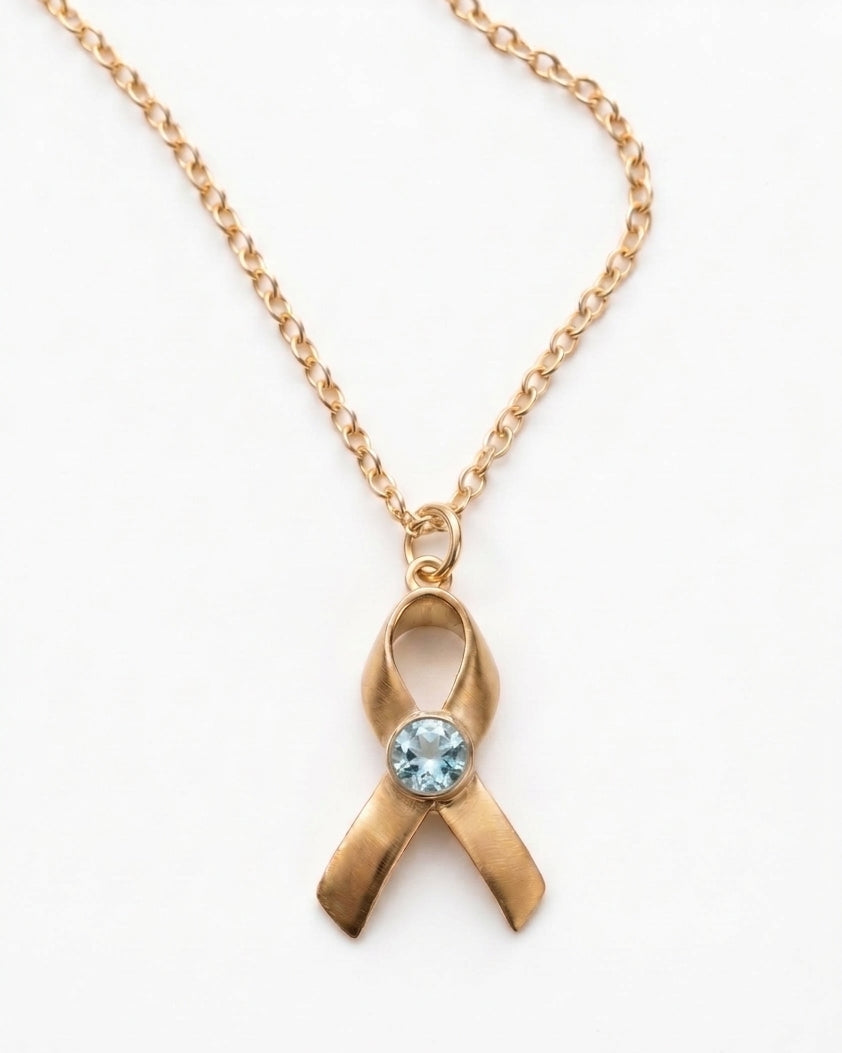 Hope & Honor Gemstone Awareness Ribbon Charm Necklace