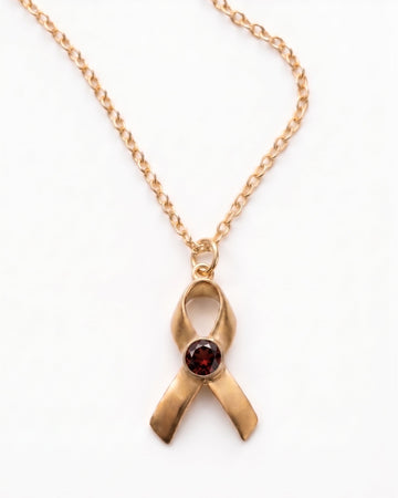 Hope & Honor Gemstone Awareness Ribbon Charm Necklace