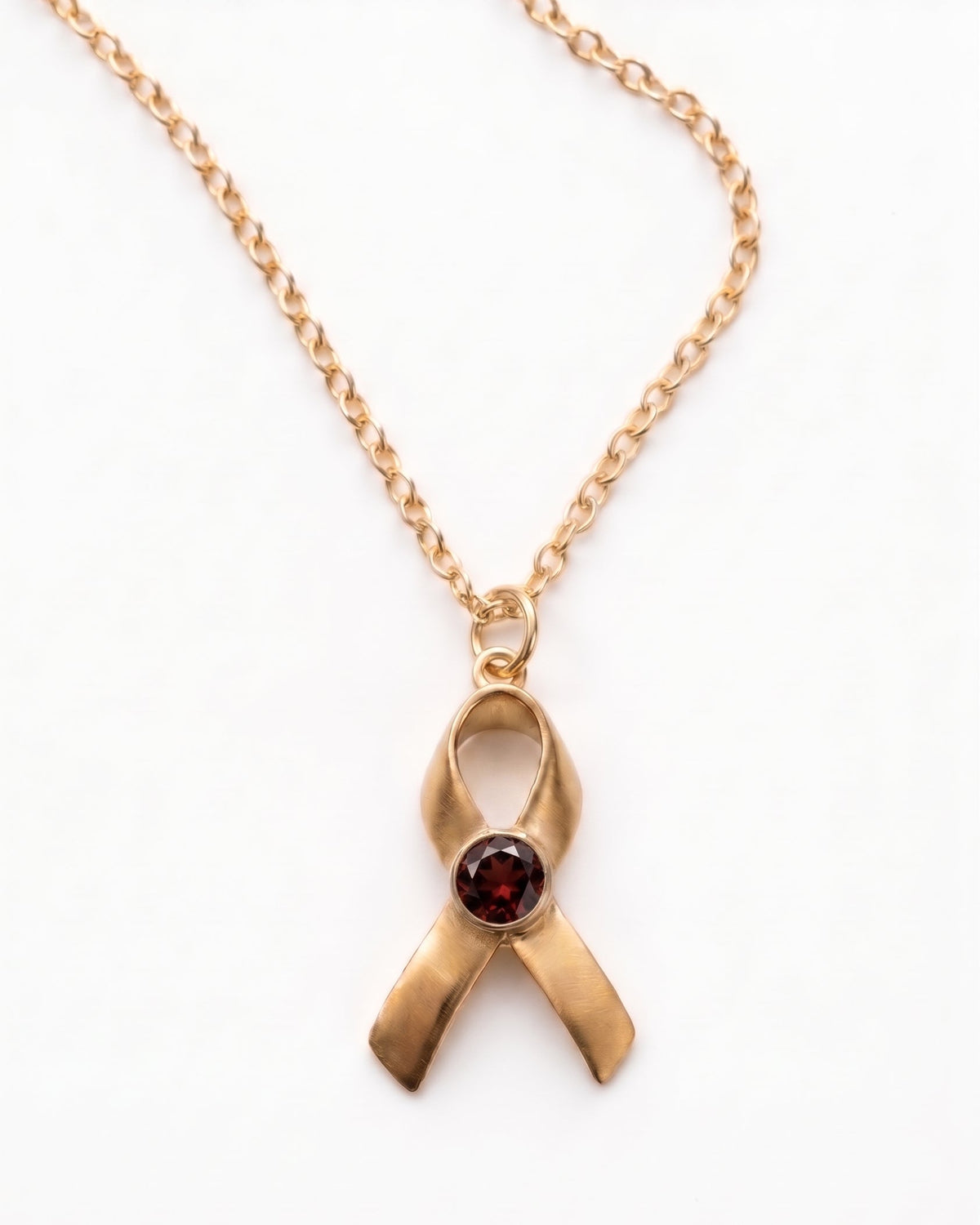 Hope & Honor Gemstone Awareness Ribbon Charm Necklace