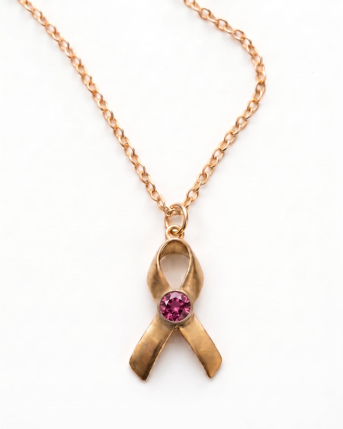 Hope & Honor Gemstone Awareness Ribbon Charm Necklace