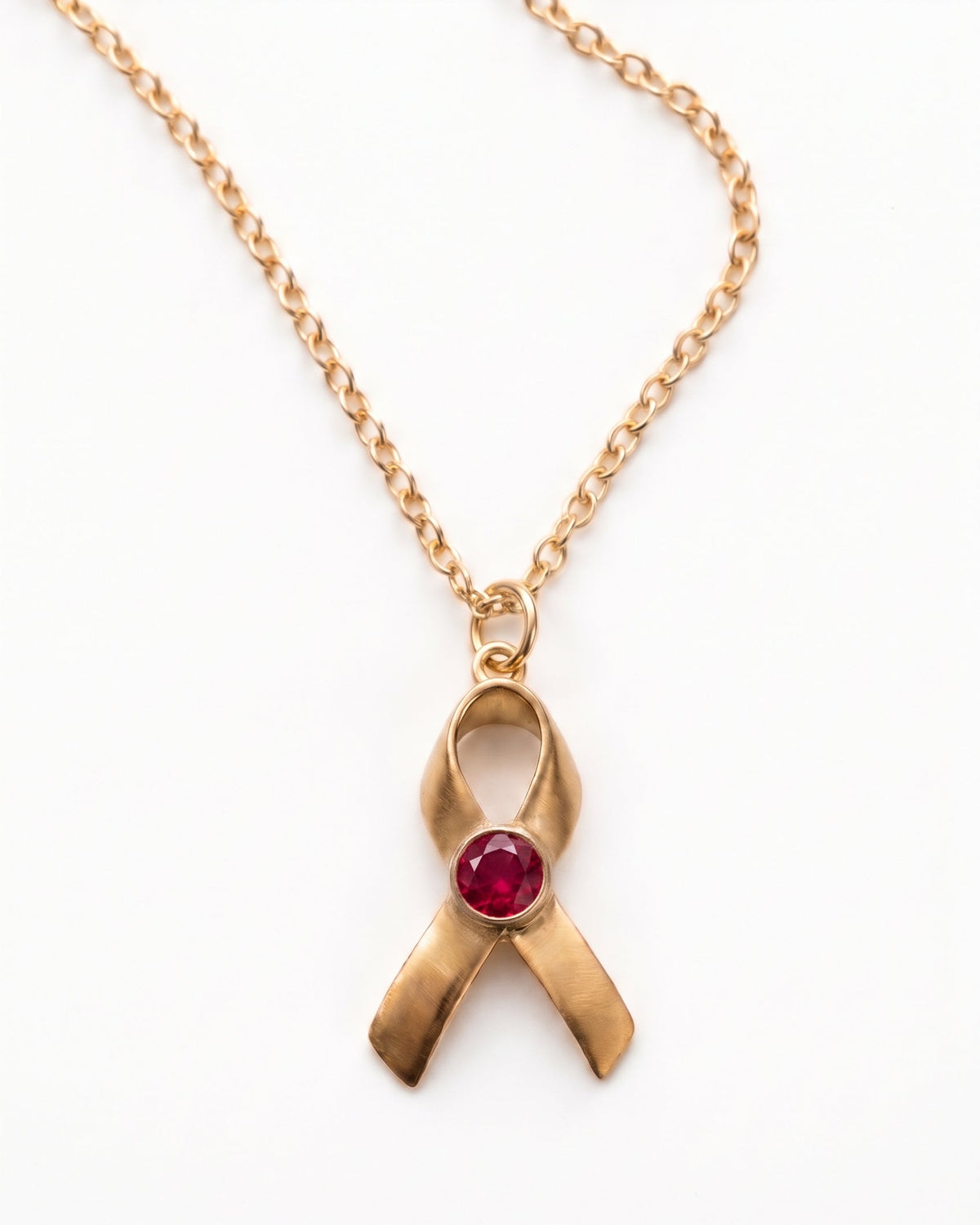 Hope & Honor Gemstone Awareness Ribbon Charm Necklace