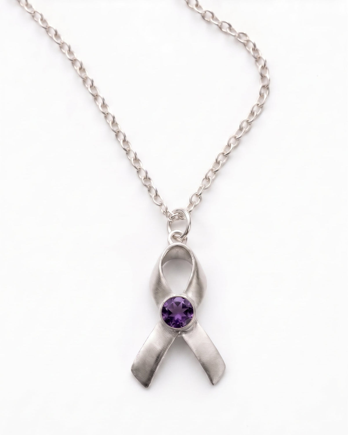 Hope & Honor Gemstone Awareness Ribbon Charm Necklace