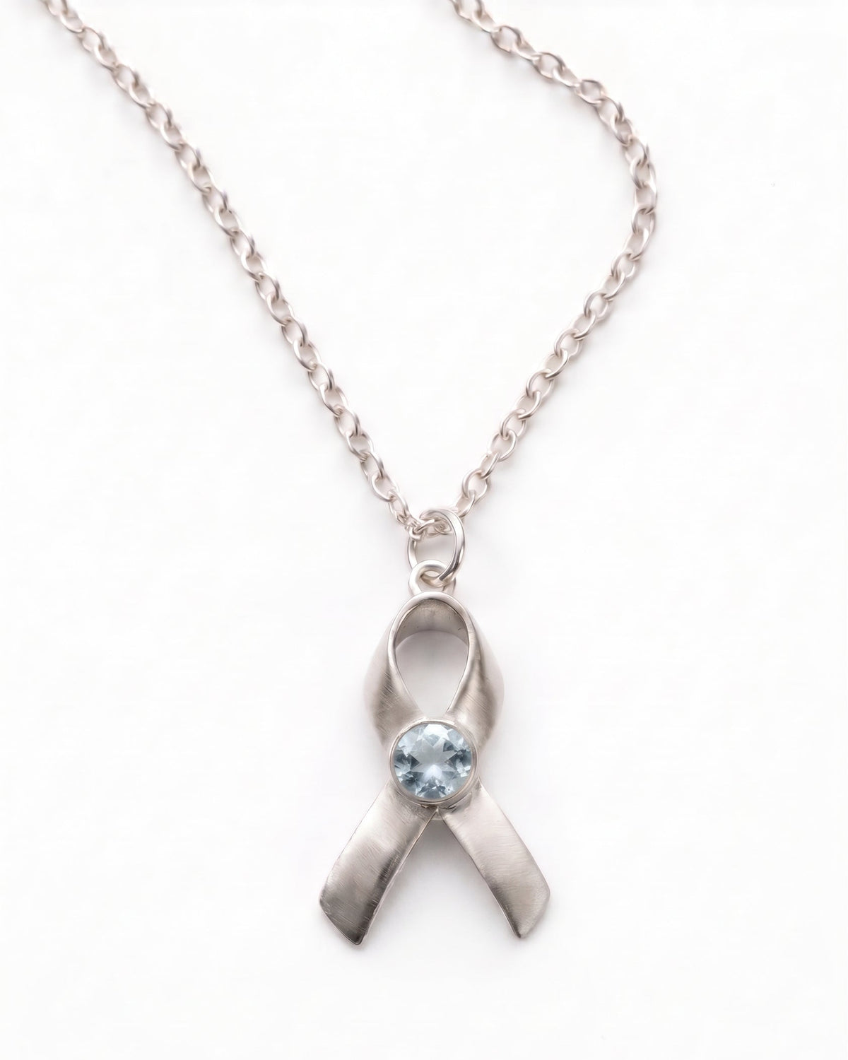 Hope & Honor Gemstone Awareness Ribbon Charm Necklace