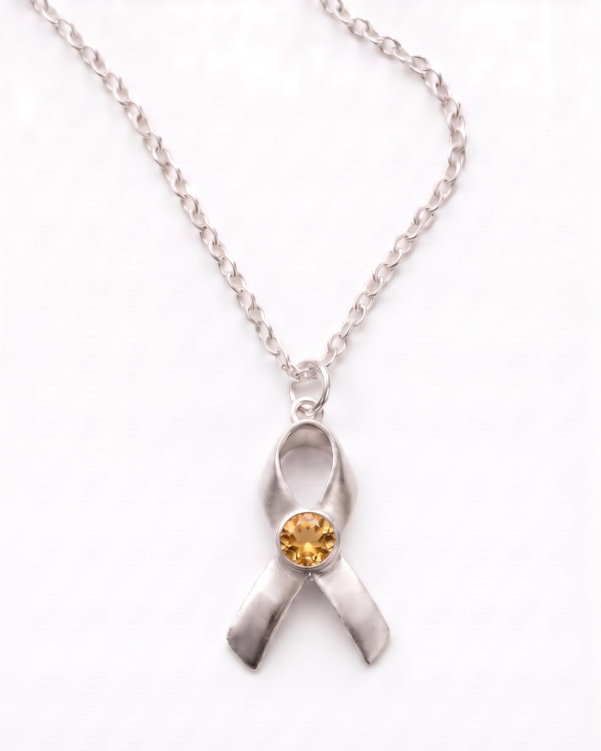 Hope & Honor Gemstone Awareness Ribbon Charm Necklace