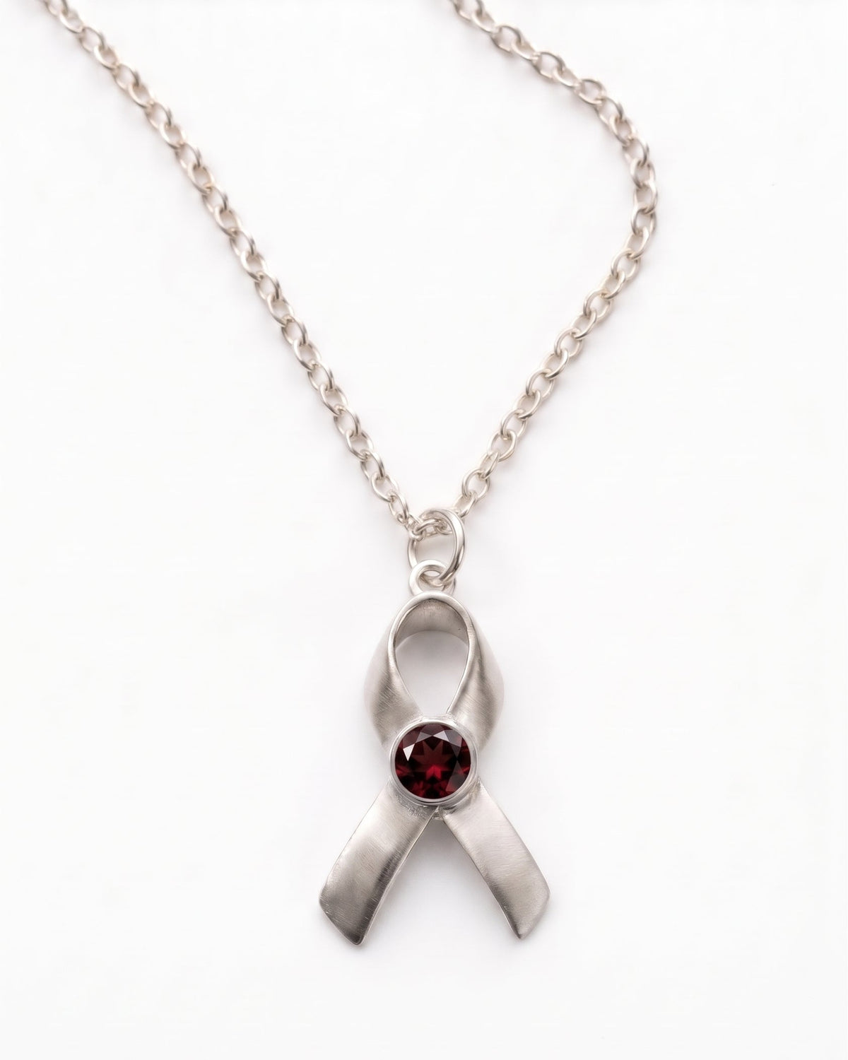 Hope & Honor Gemstone Awareness Ribbon Charm Necklace