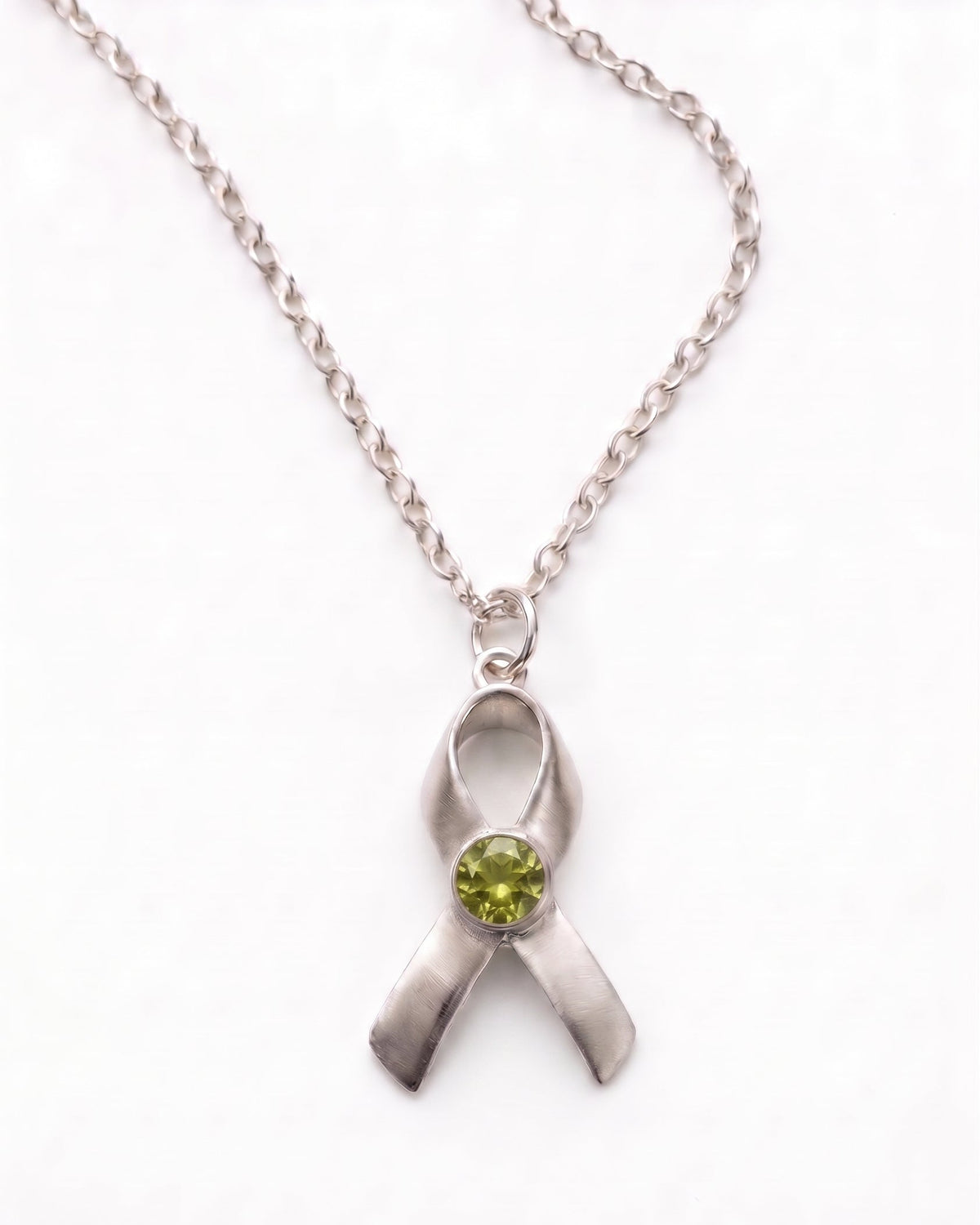 Hope & Honor Gemstone Awareness Ribbon Charm Necklace