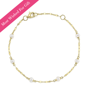 Cultured Pearl Sparkle Chain Station Bracelet