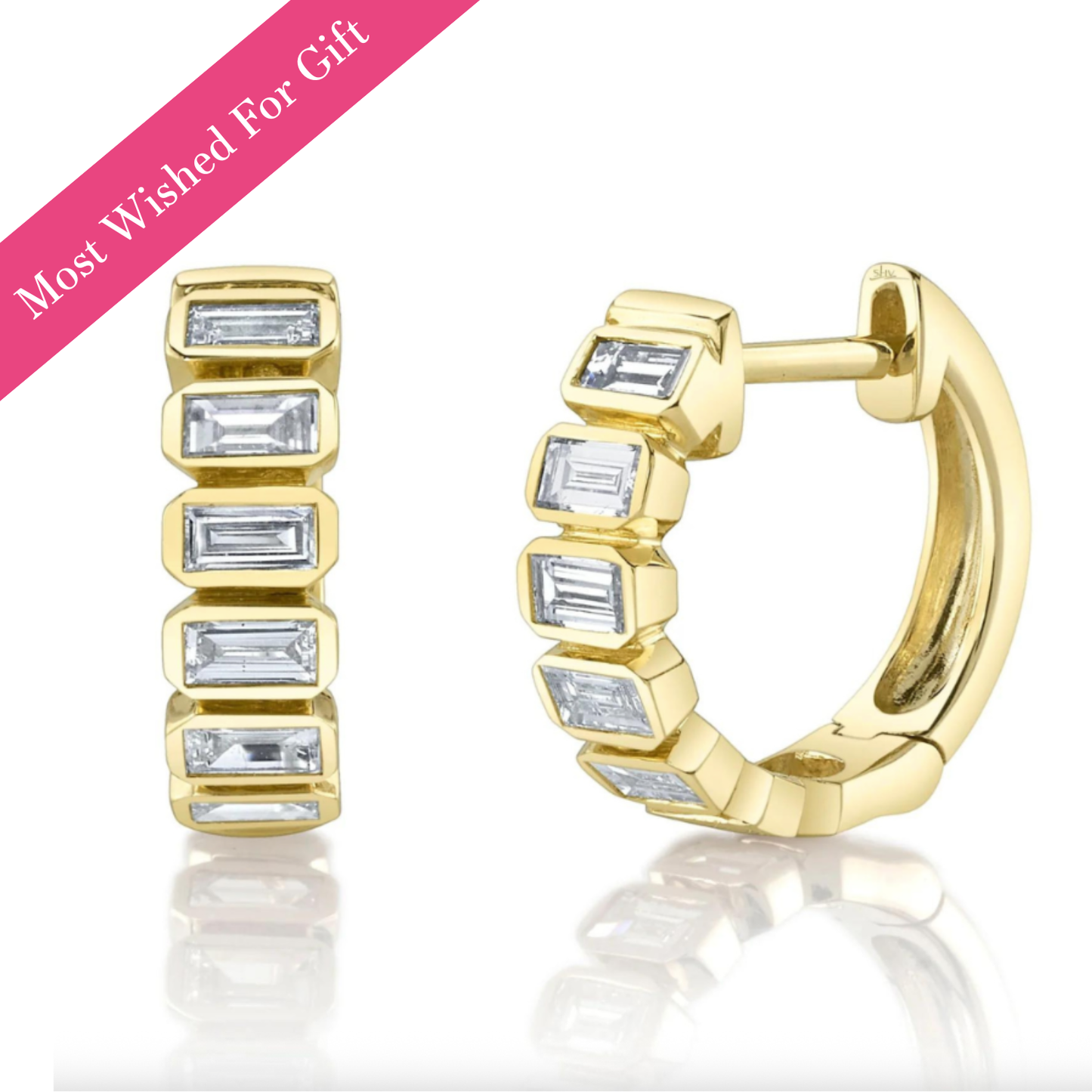 Bold Baguette Huggie Hoop Earrings