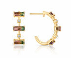 Watermelon Tourmaline Half Hoop Earrings