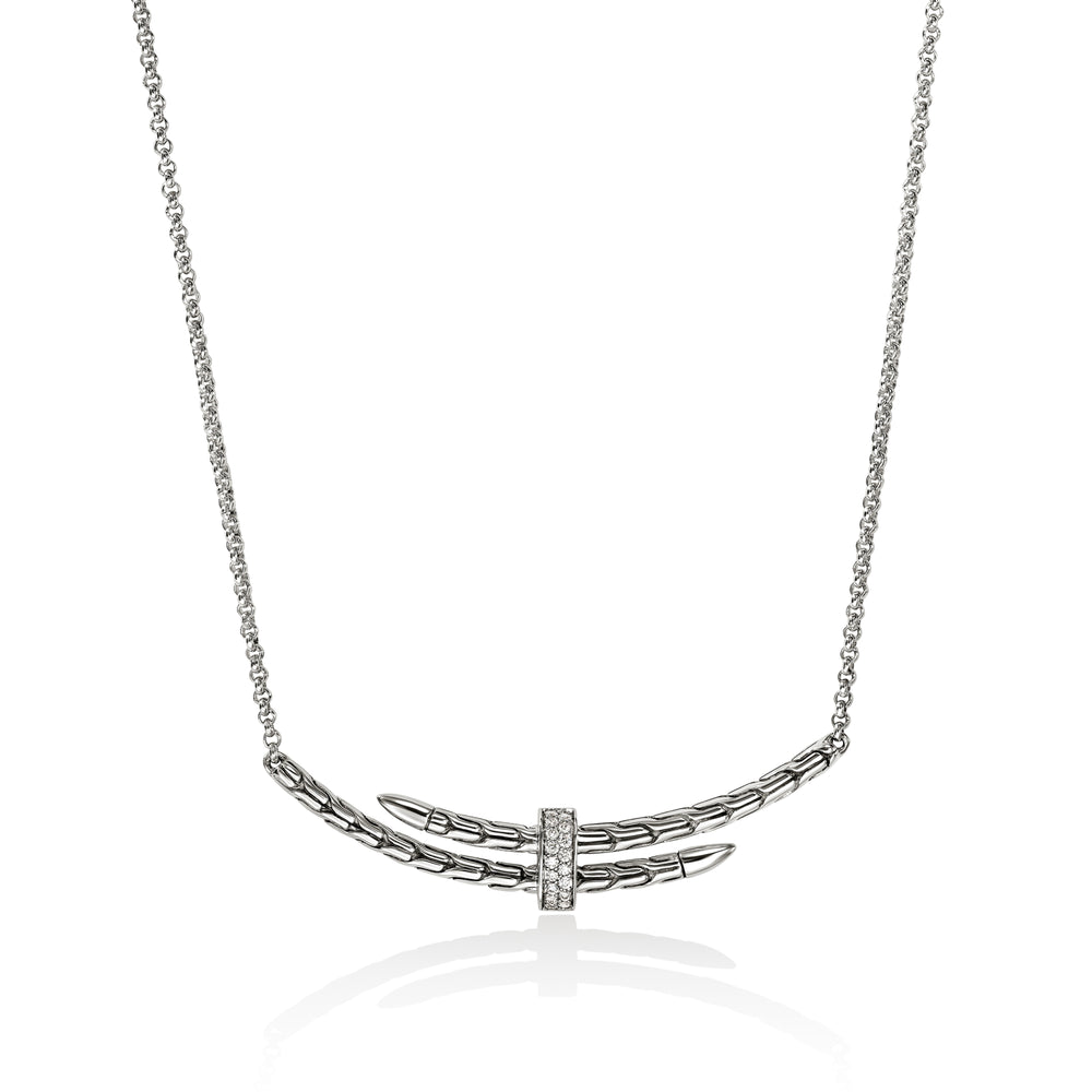John Hardy Spear Station Necklace, Diamonds. 0.08 CTTW - Carter's Collective Fine Jewelry