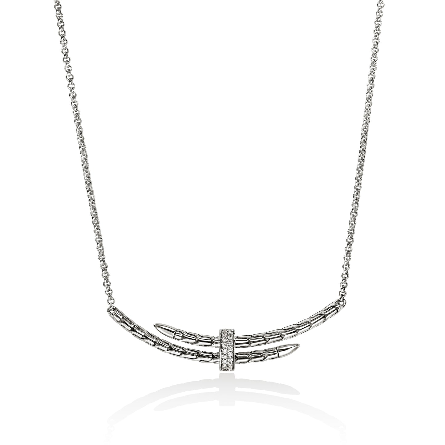 John Hardy Spear Station Necklace, Diamonds. 0.08 CTTW - Carter's Collective Fine Jewelry