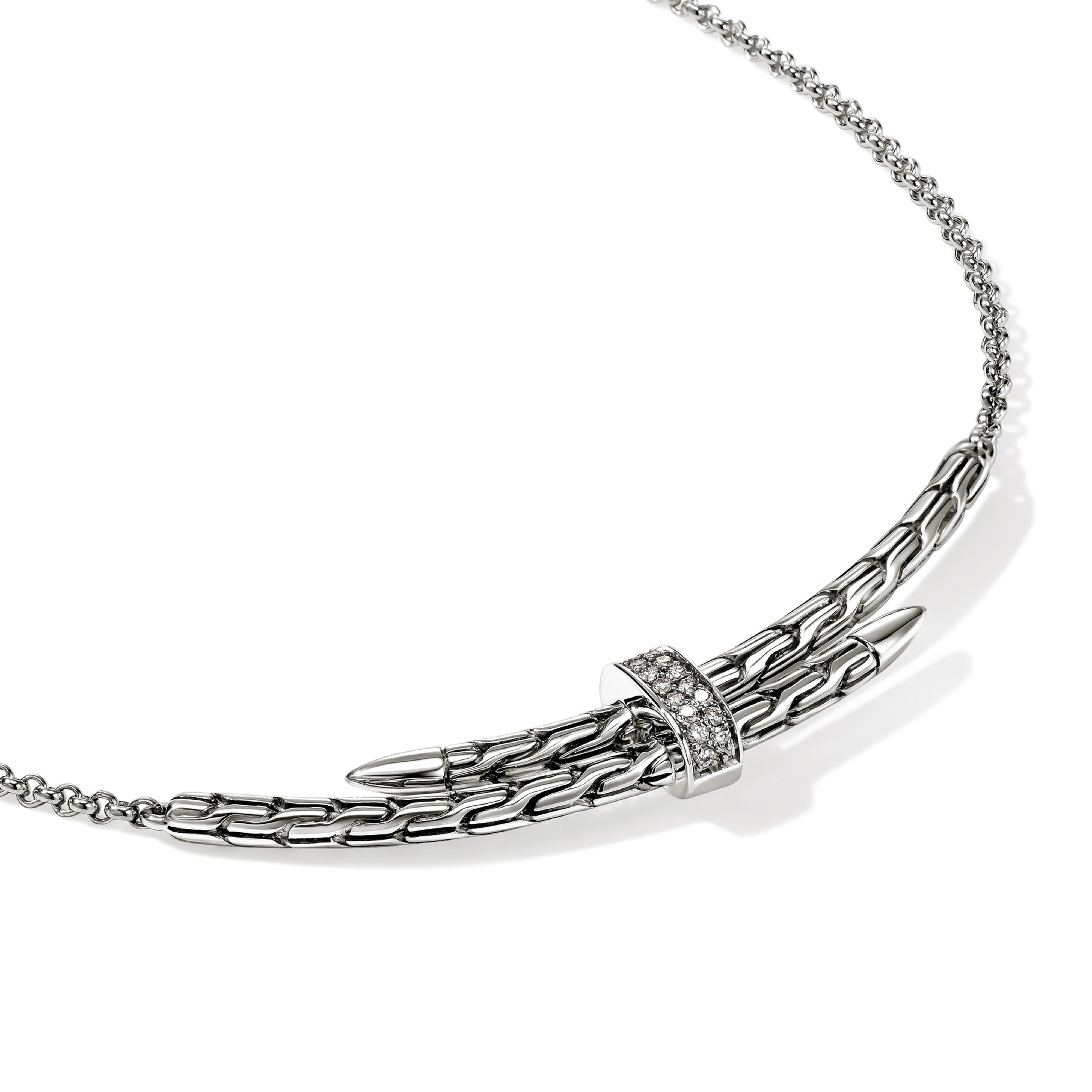 John Hardy Spear Station Necklace, Diamonds. 0.08 CTTW