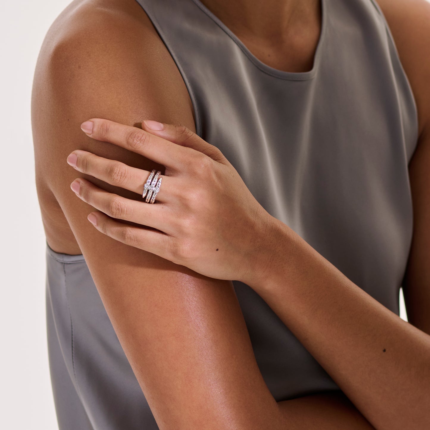 John Hardy Wide Spear Ring, Diamonds, 0.12 CTTW - Carter's Collective Fine Jewelry