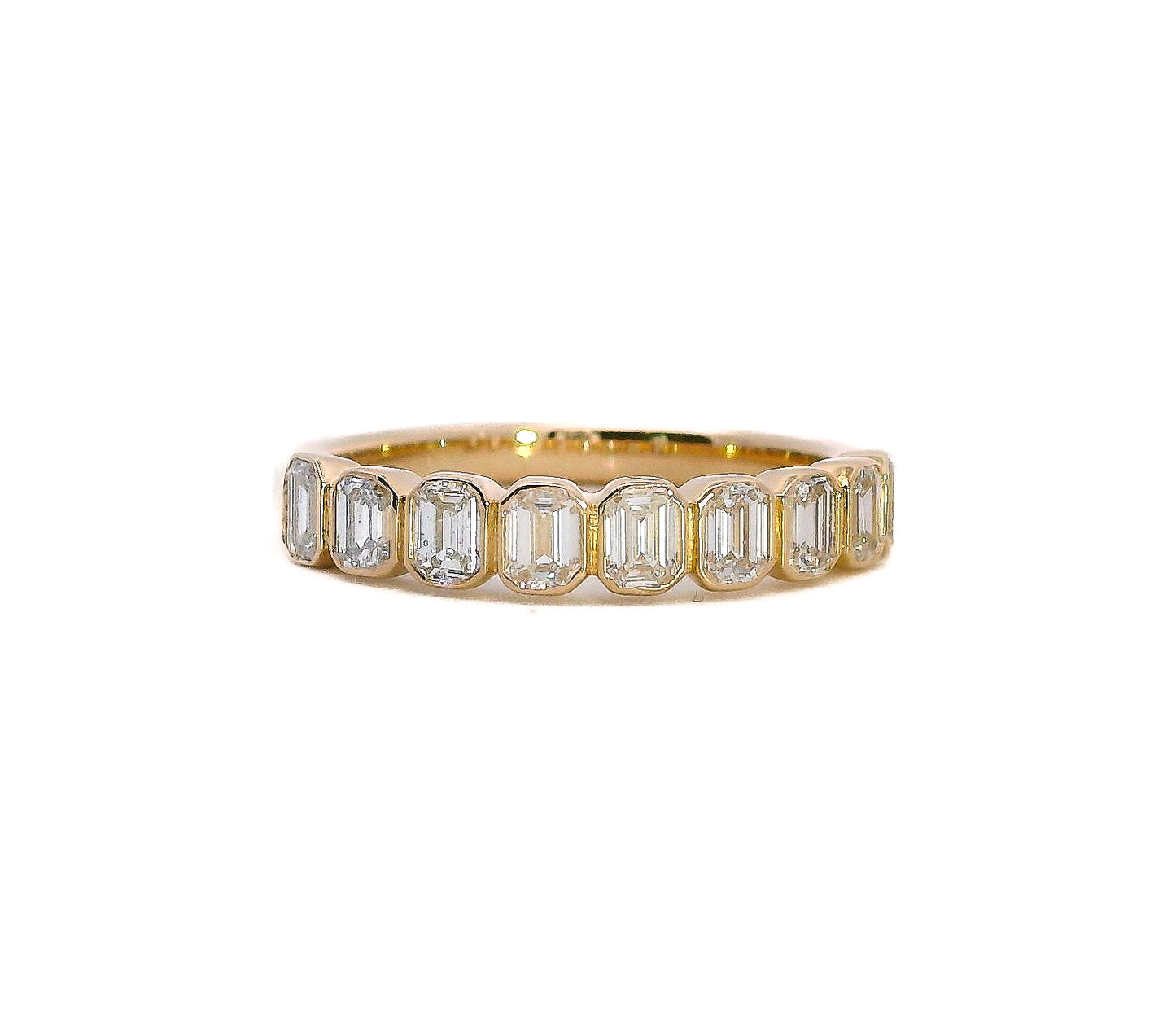 Lilac Emerald Cut Bezel Set Diamond Wedding Band, 0.90 CTTW - Carter's Collective Fine Jewelry