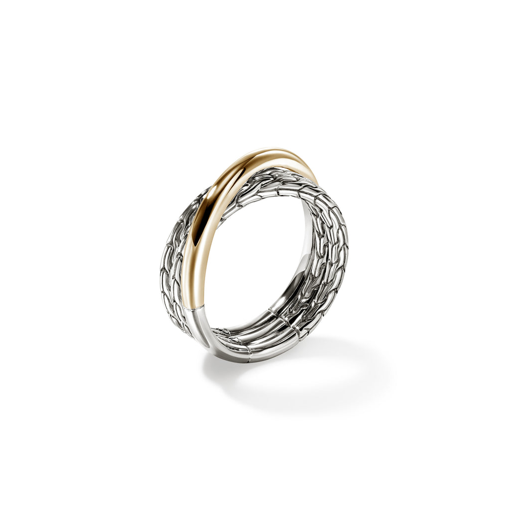 John Hardy JH Essential Crossover Ring, Gold & Sterling Silver - Carter's Collective Fine Jewelry