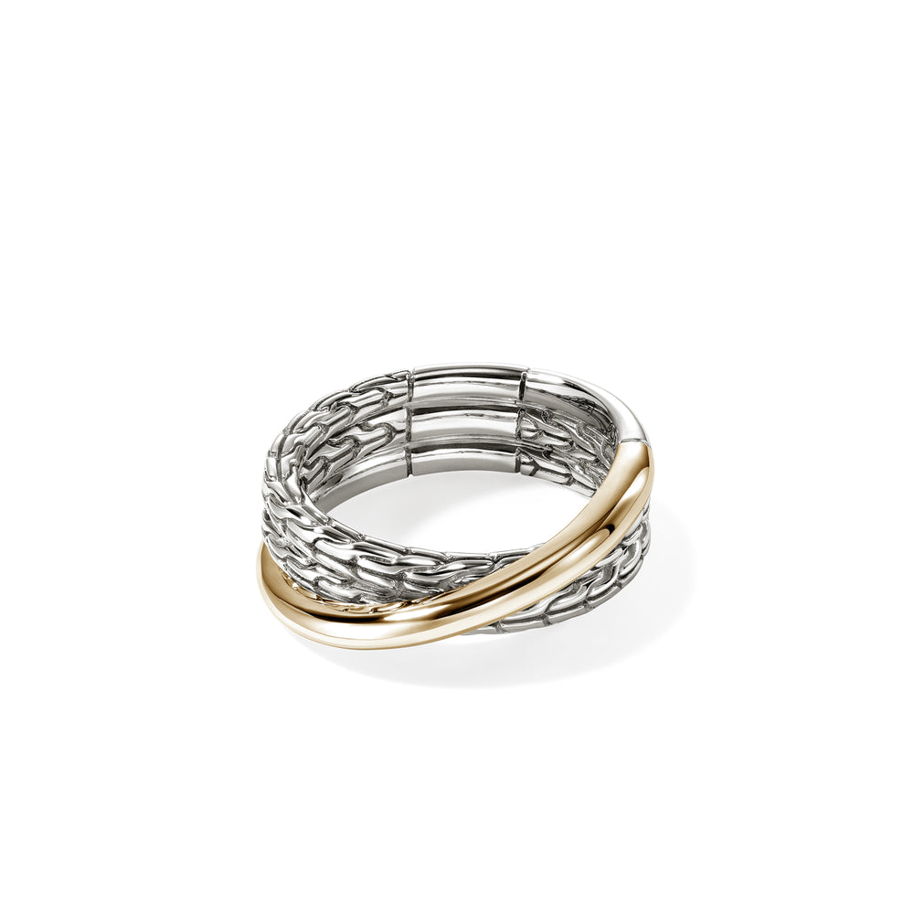 John Hardy JH Essential Crossover Ring, Gold & Sterling Silver - Carter's Collective Fine Jewelry