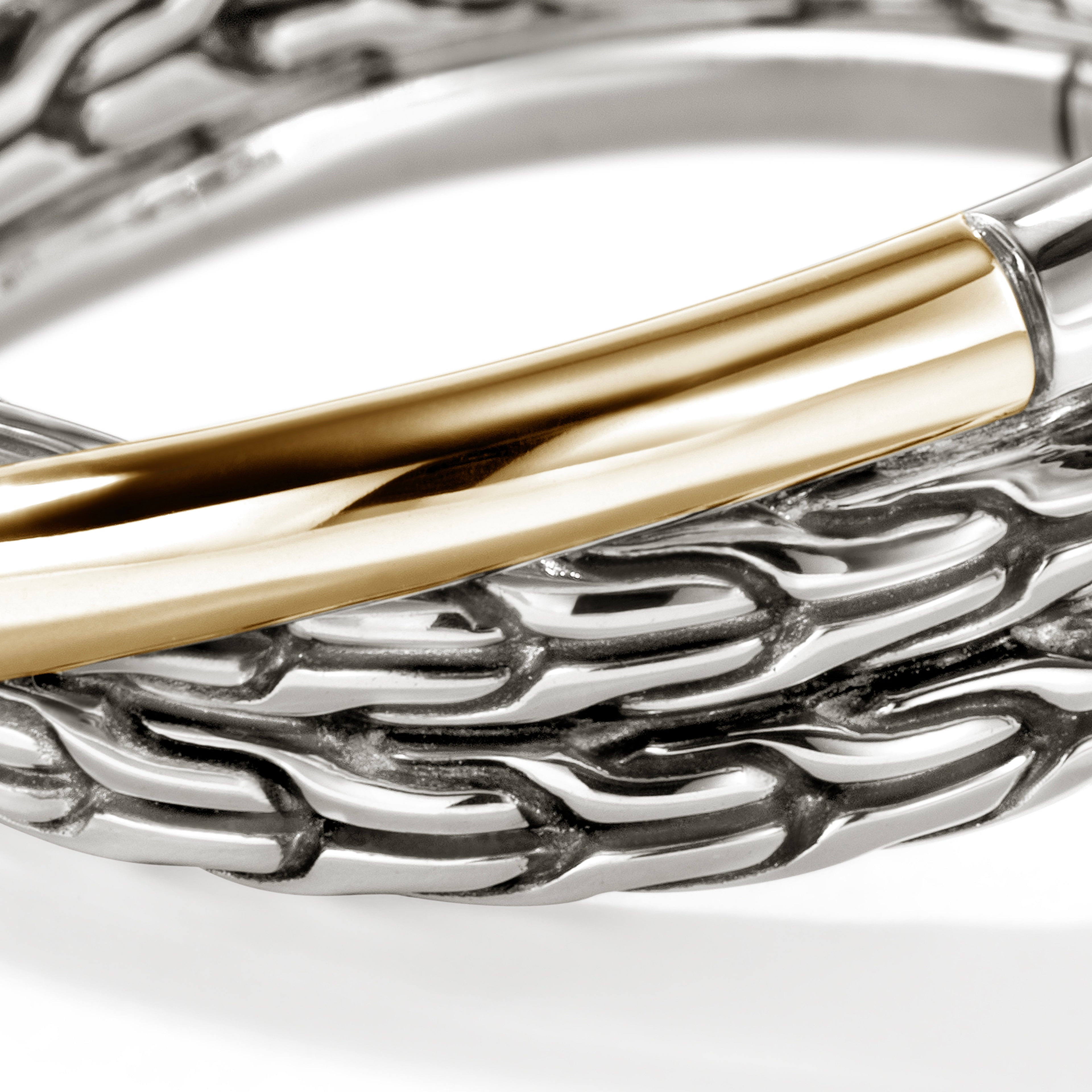 John Hardy JH Essential Crossover Ring, Gold & Sterling Silver - Carter's Collective Fine Jewelry