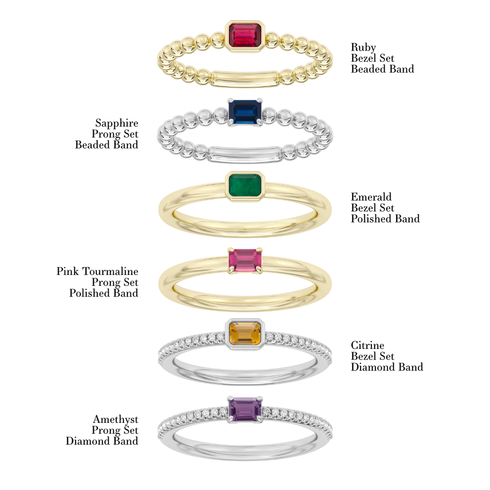 Rhea Customizable Gemstone Stackable Rings - Carter's Collective Fine Jewelry