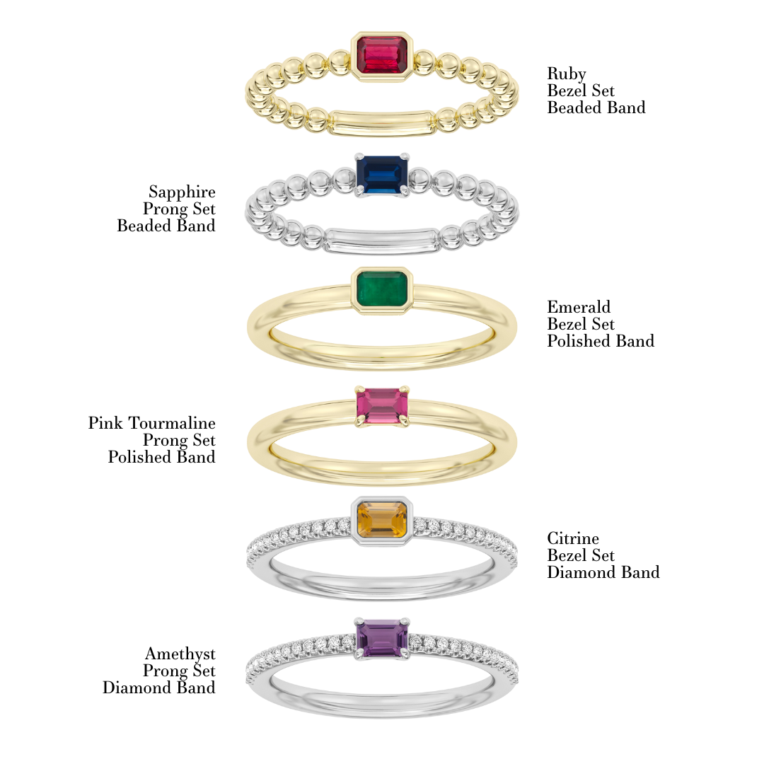 Rhea Customizable Gemstone Stackable Rings - Carter's Collective Fine Jewelry