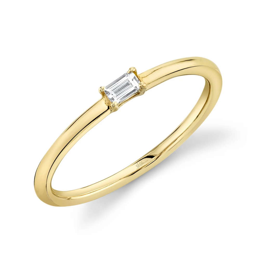 Diamond Baguette Solitaire Stackable Ring