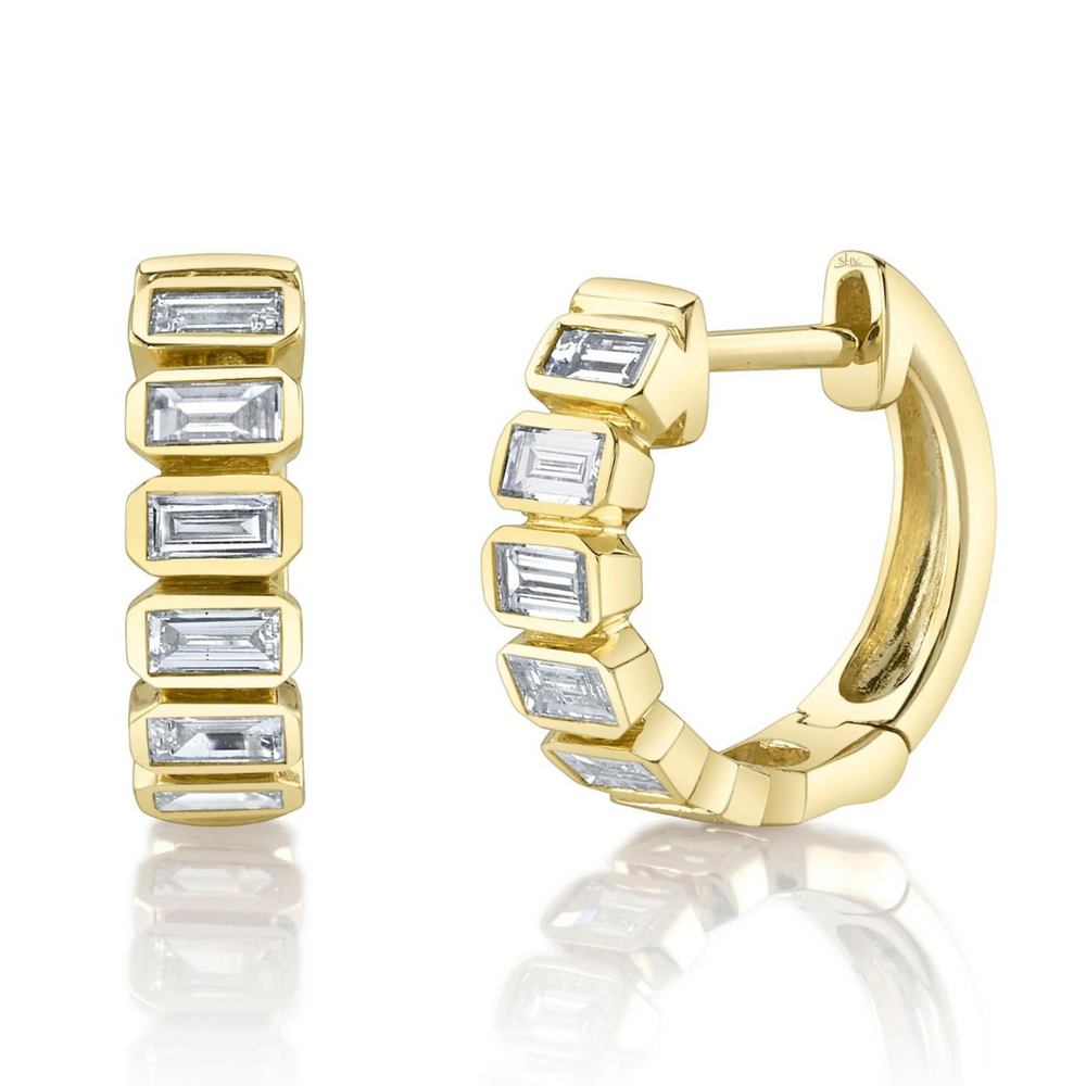 Bold Baguette Huggie Hoop Earrings