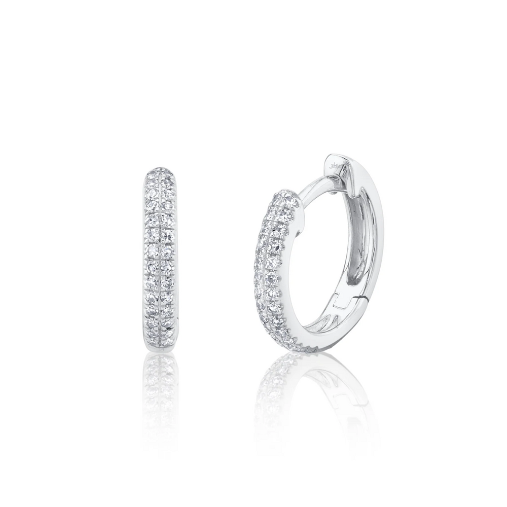 Pave Diamond Huggie Hoop Earrings