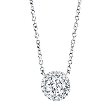 Round Diamond Halo Necklace, 0.40 CTTW - Carter's Collective Fine Jewelry