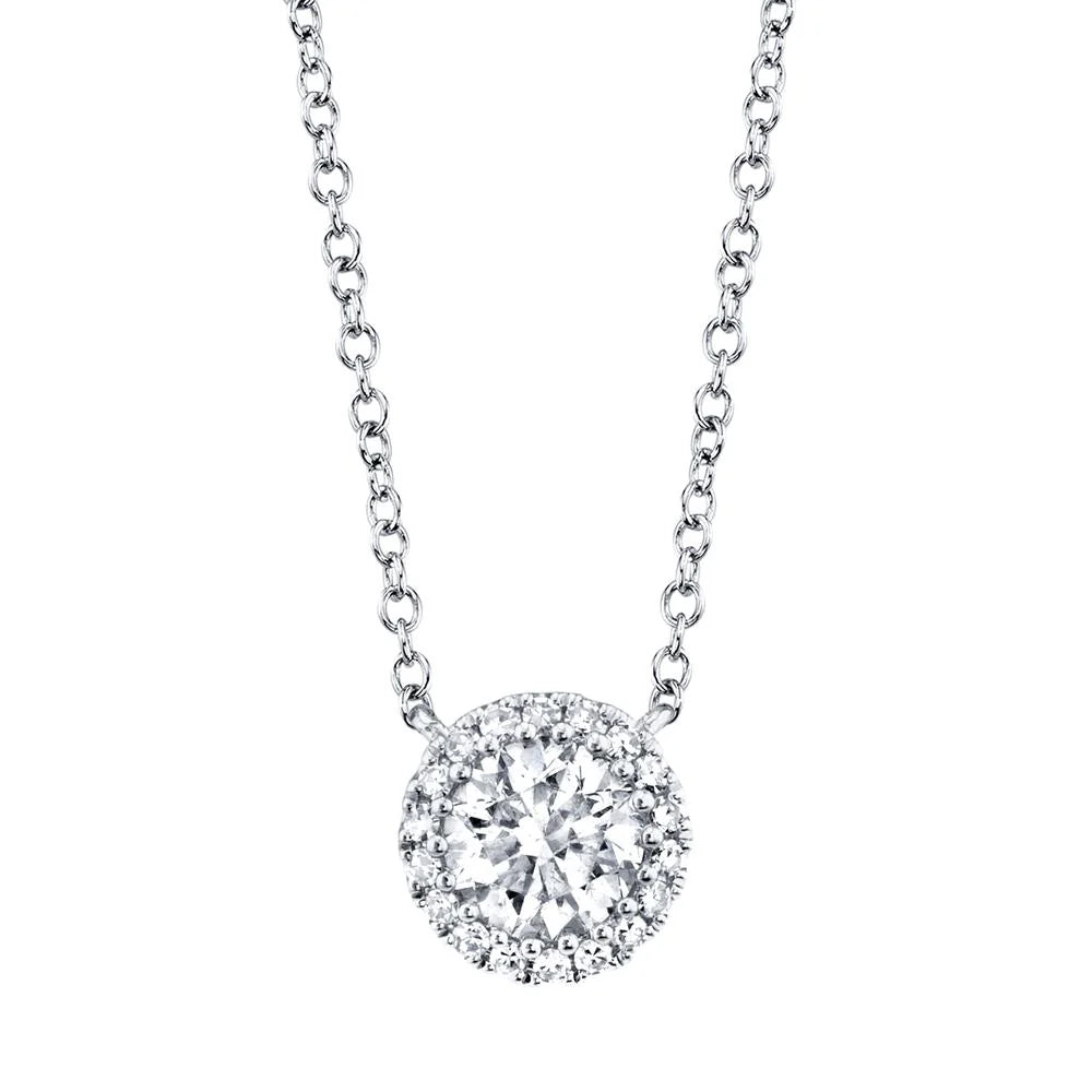 Round Diamond Halo Necklace, 0.40 CTTW - Carter's Collective Fine Jewelry