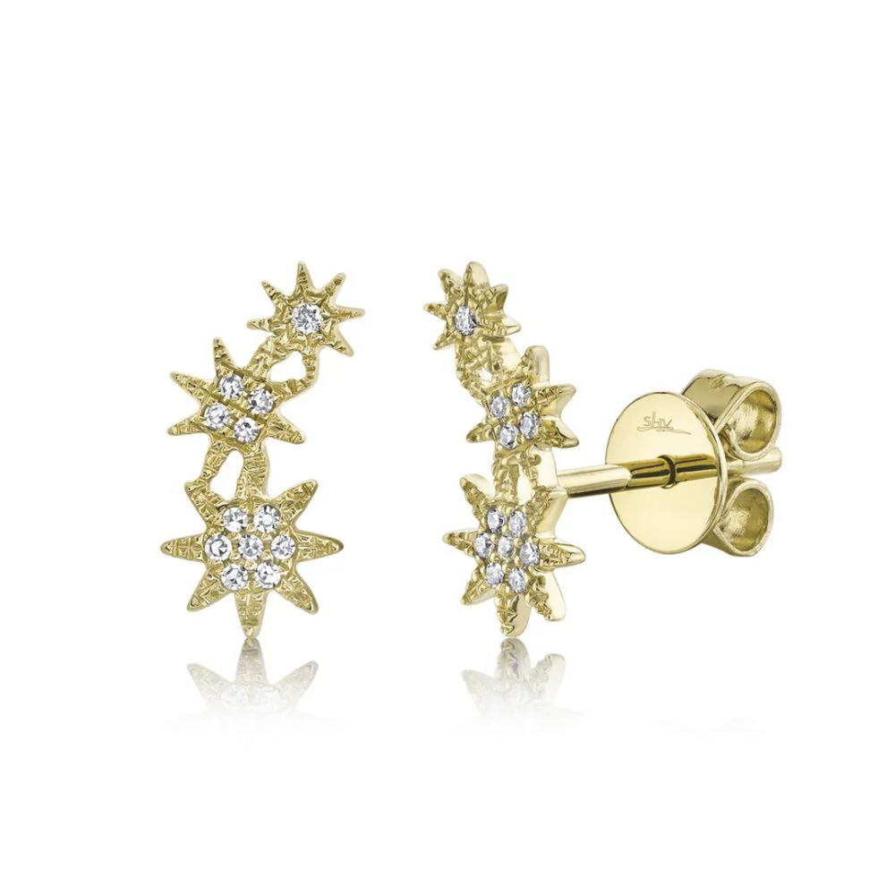 Pave Diamond Starburst Stud Earrings