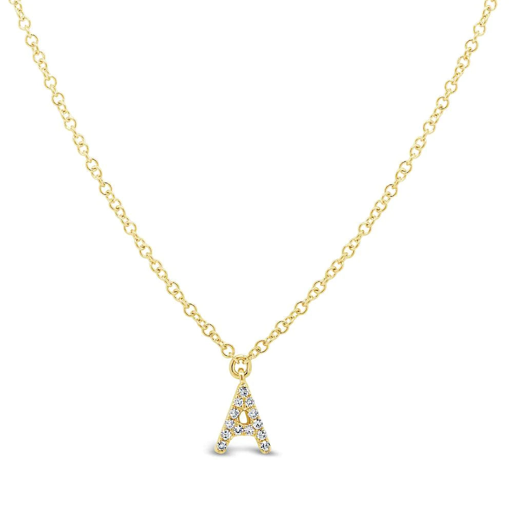 "A" Diamond Initial Necklace