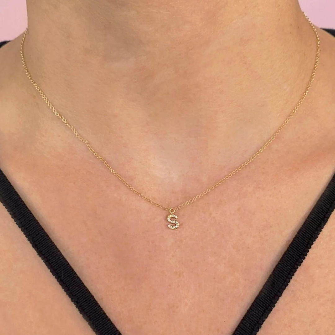 "C" Diamond Initial Necklace