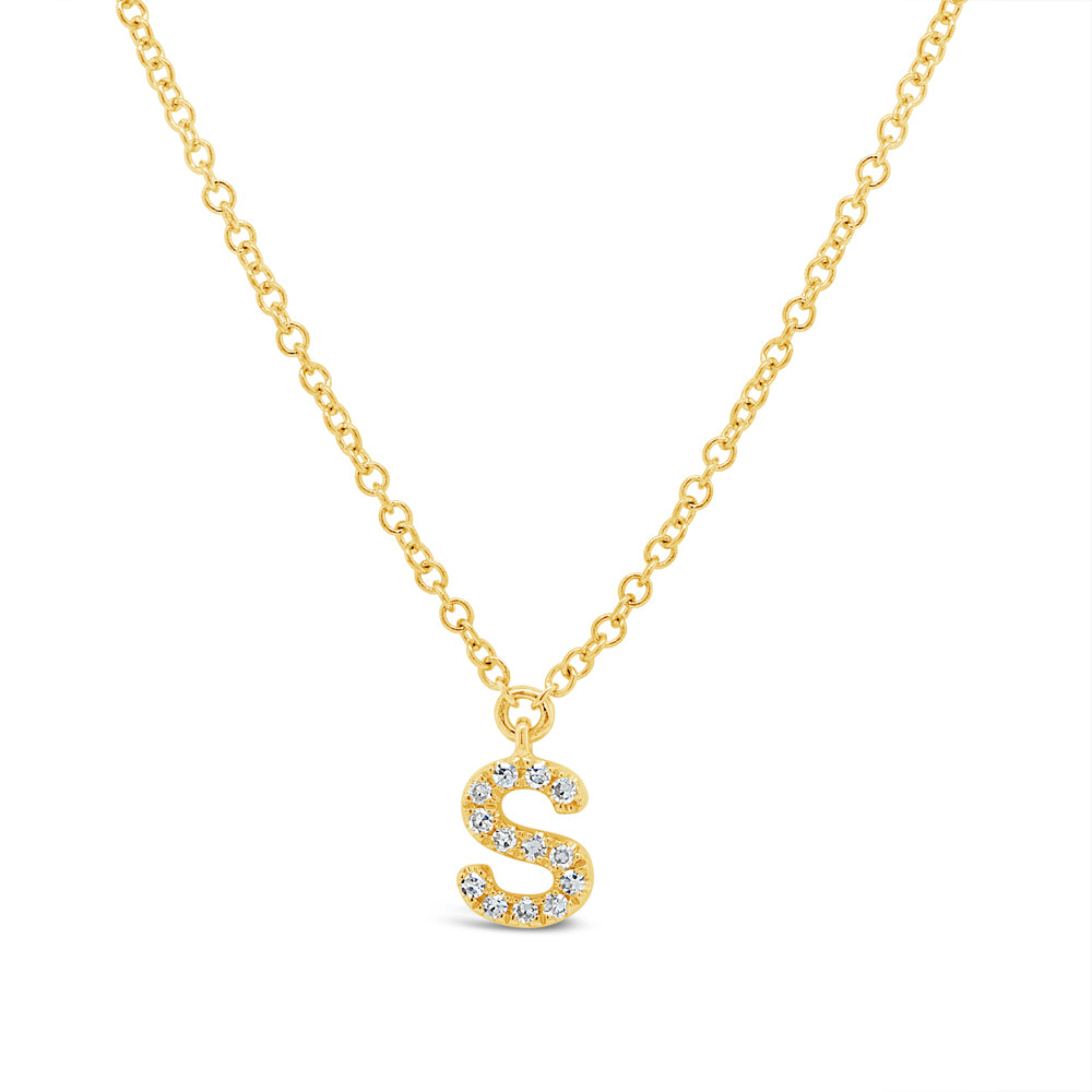 "S" Diamond Initial Necklace