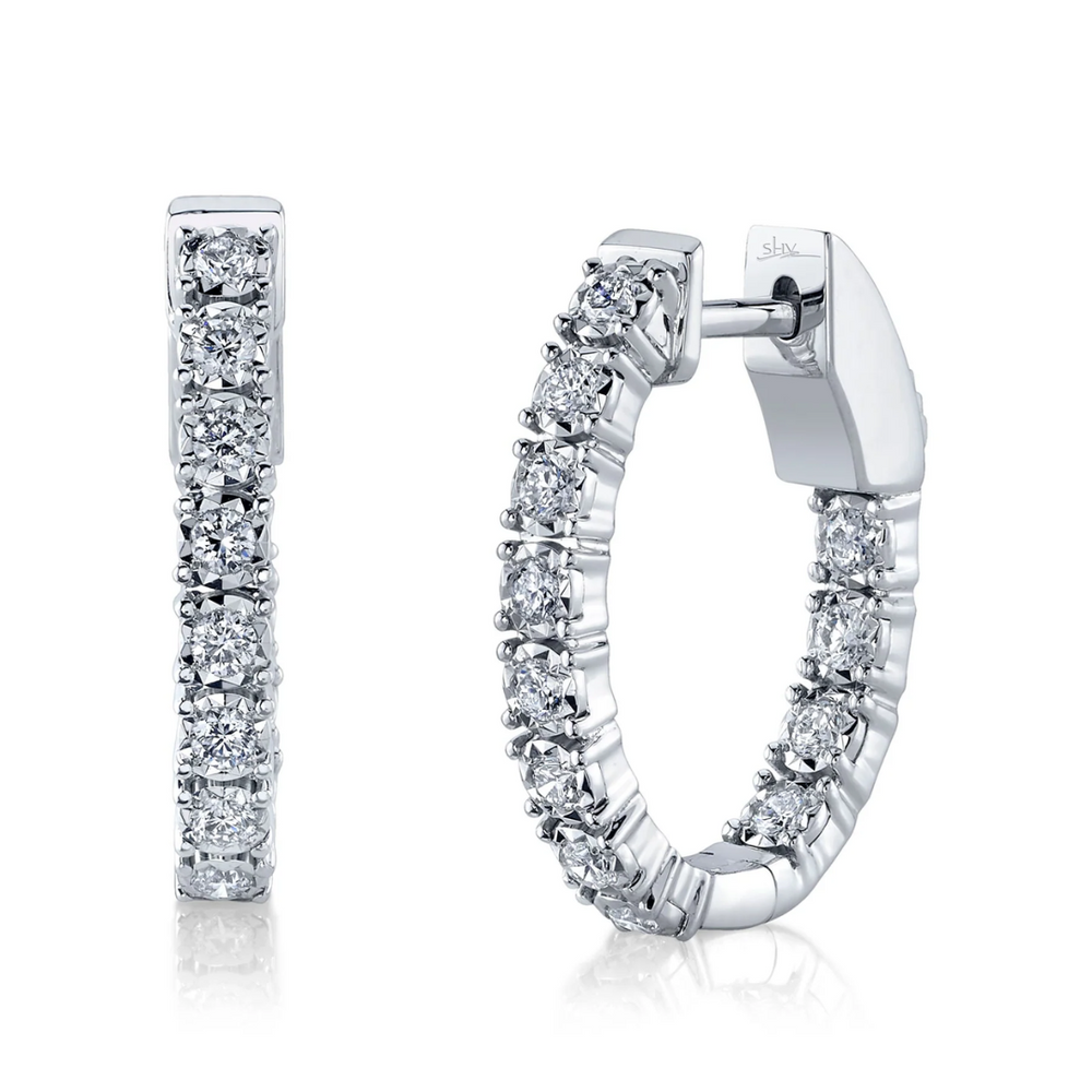 Oval Diamond Illusion Hoop Earrings