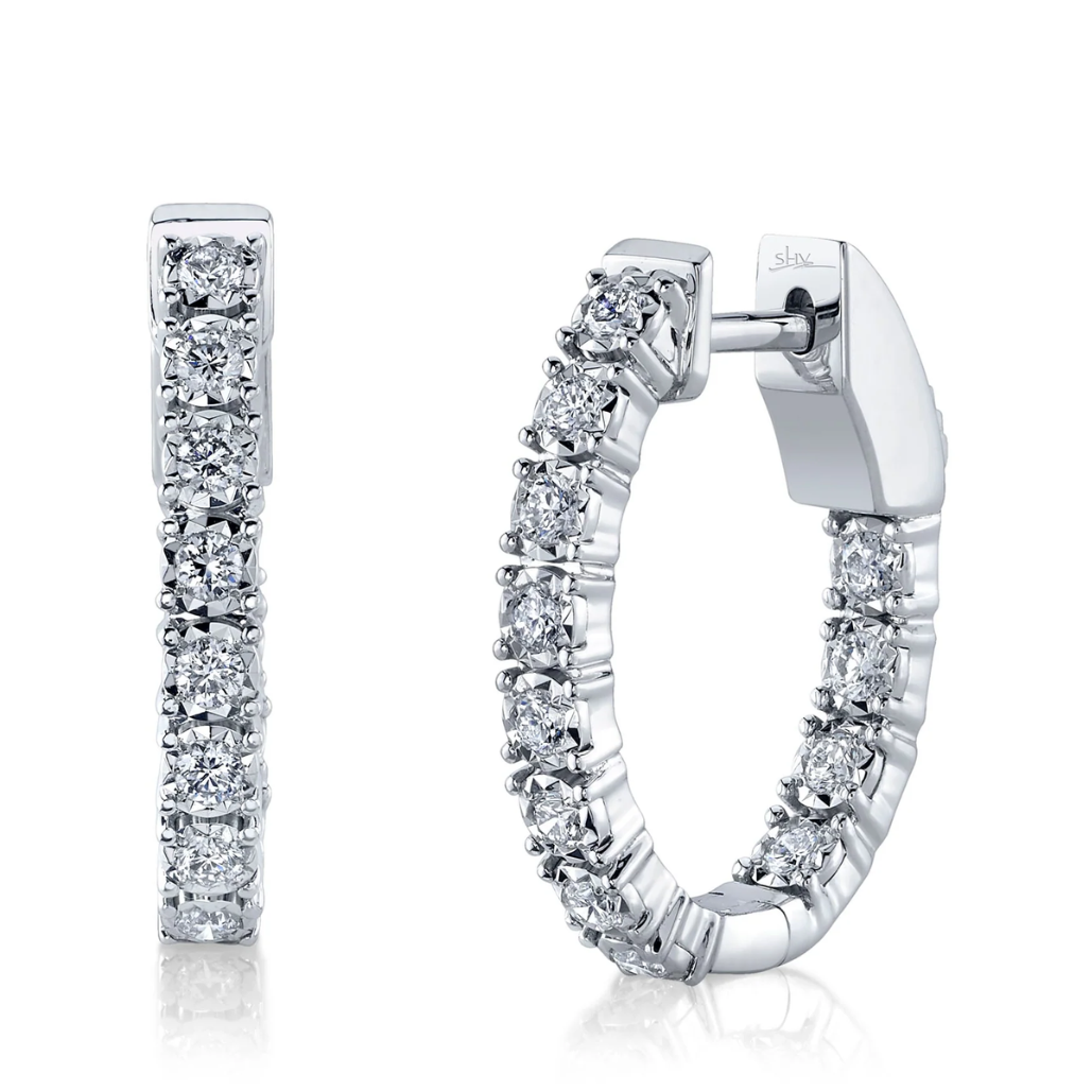 Oval Diamond Illusion Hoop Earrings, 0.47 CTTW - Carter's Collective Fine Jewelry