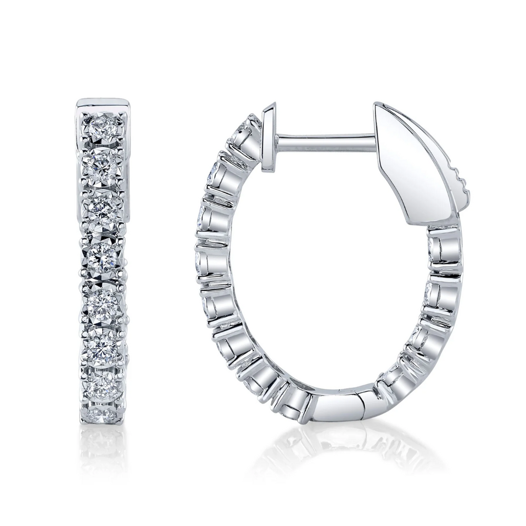 Oval Diamond Illusion Hoop Earrings, 0.47 CTTW - Carter's Collective Fine Jewelry