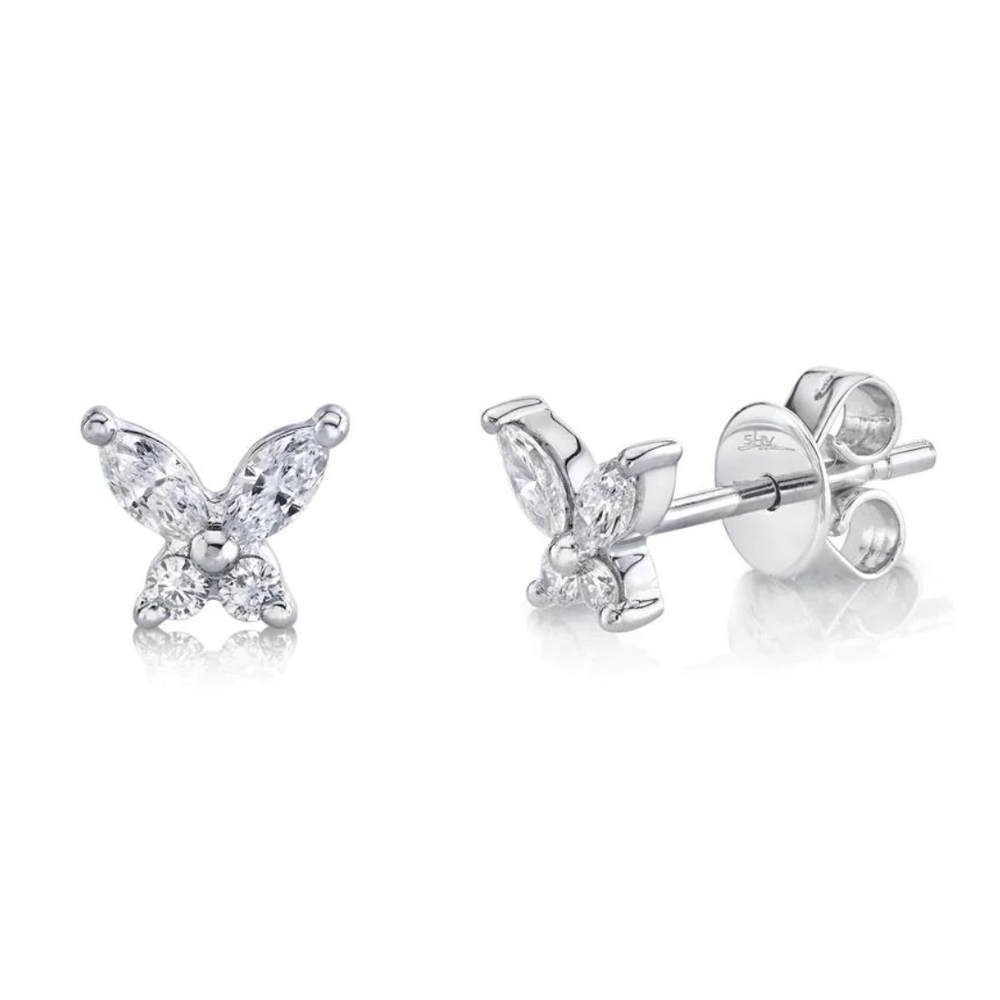 Diamond Butterfly Stud Earrings