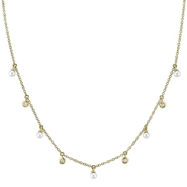 "Margaret" Diamond & Cultured Pearl Necklace